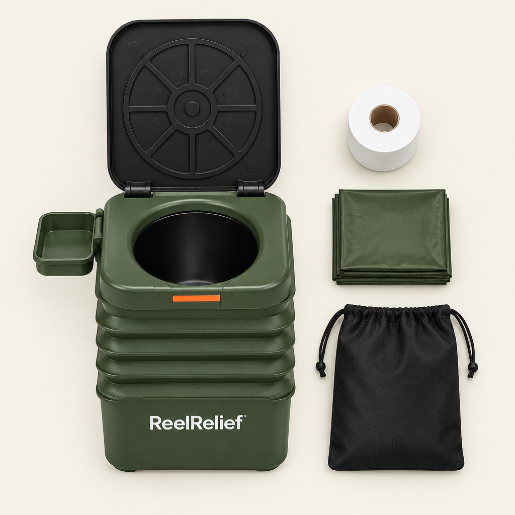 What's in the box: toilet, waste bags, toilet paper, carry bag